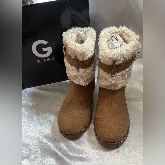 New Guess GGamburr Medium Brown Fabric Boots - Picture 2 of 7